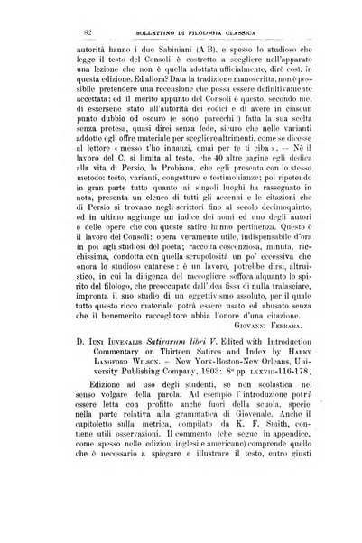 Bollettino di filologia classica