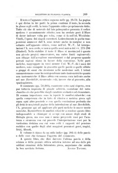 Bollettino di filologia classica