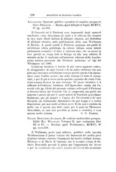 Bollettino di filologia classica