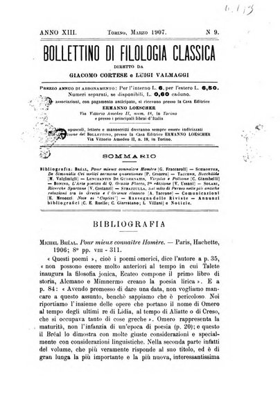 Bollettino di filologia classica