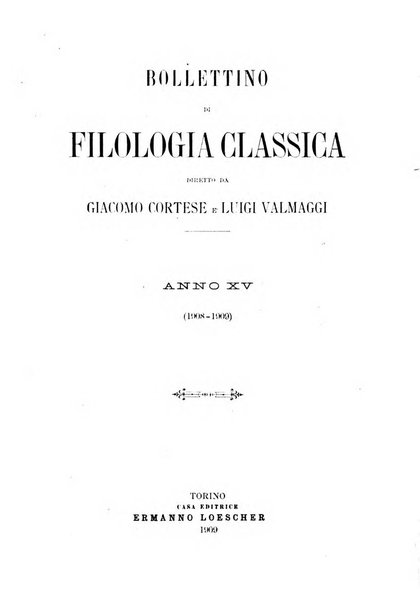 Bollettino di filologia classica