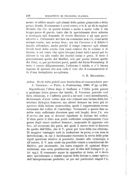 Bollettino di filologia classica