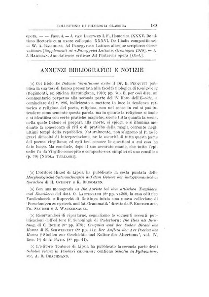 Bollettino di filologia classica