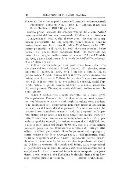 Bollettino di filologia classica