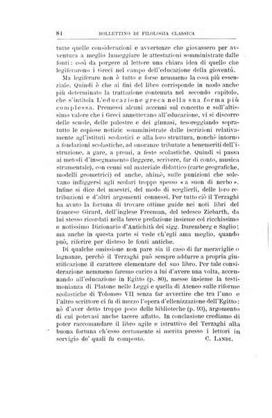 Bollettino di filologia classica