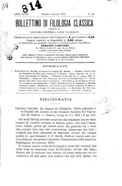 Bollettino di filologia classica