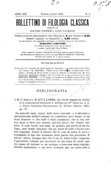 Bollettino di filologia classica