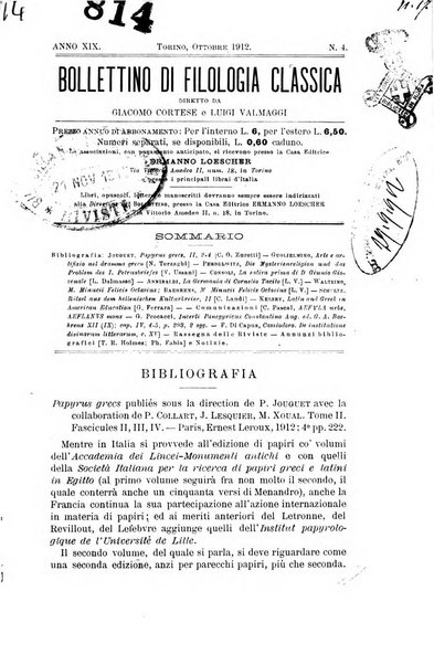 Bollettino di filologia classica