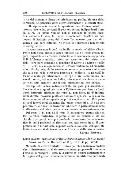 Bollettino di filologia classica