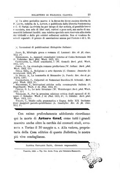 Bollettino di filologia classica