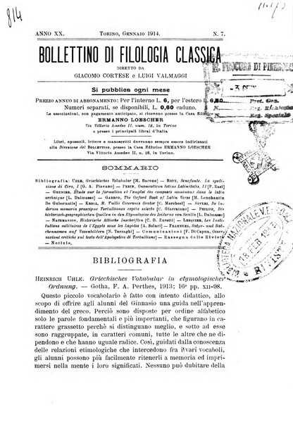 Bollettino di filologia classica