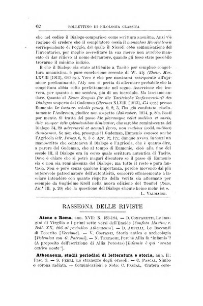 Bollettino di filologia classica