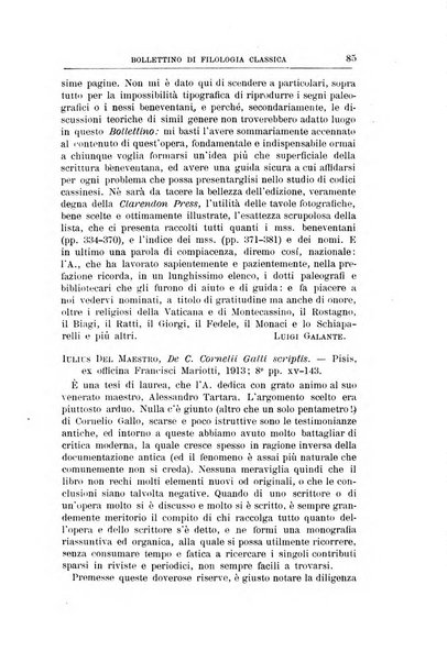 Bollettino di filologia classica