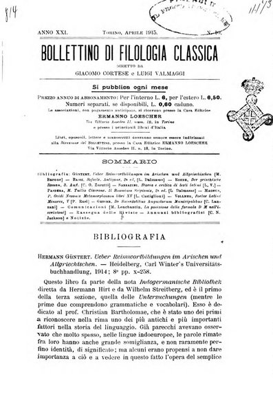 Bollettino di filologia classica