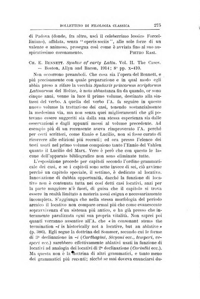 Bollettino di filologia classica