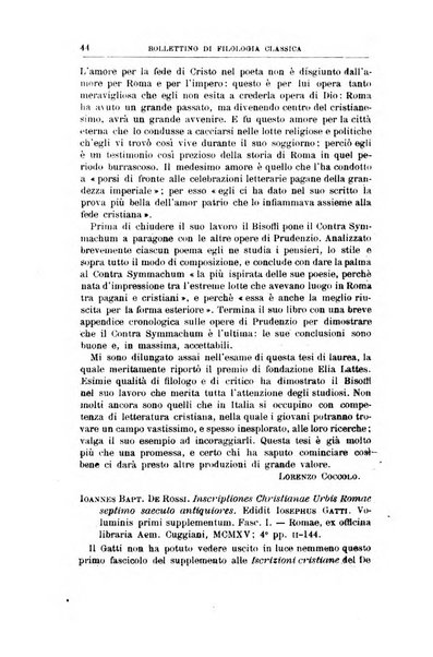 Bollettino di filologia classica