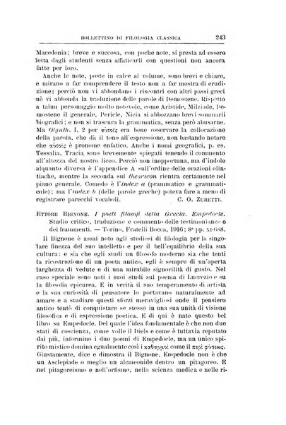 Bollettino di filologia classica