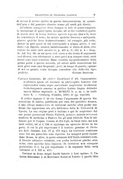 Bollettino di filologia classica