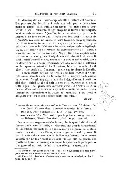 Bollettino di filologia classica