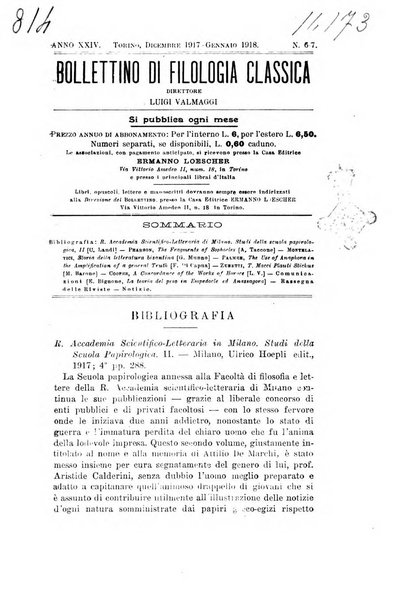 Bollettino di filologia classica