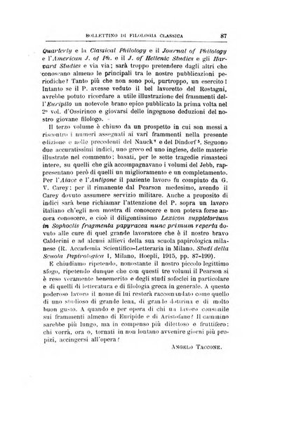 Bollettino di filologia classica