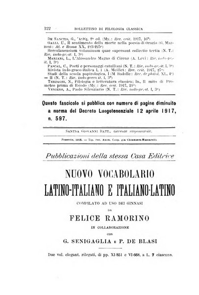 Bollettino di filologia classica