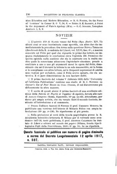 Bollettino di filologia classica