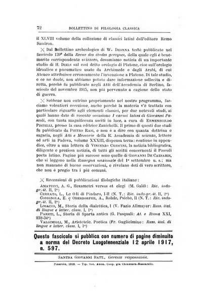 Bollettino di filologia classica