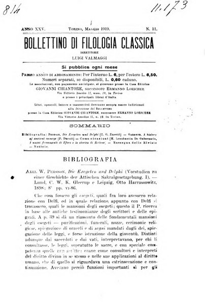 Bollettino di filologia classica