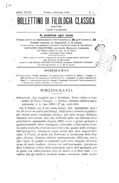 Bollettino di filologia classica