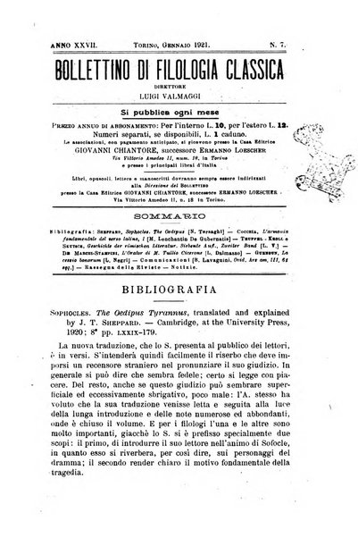 Bollettino di filologia classica