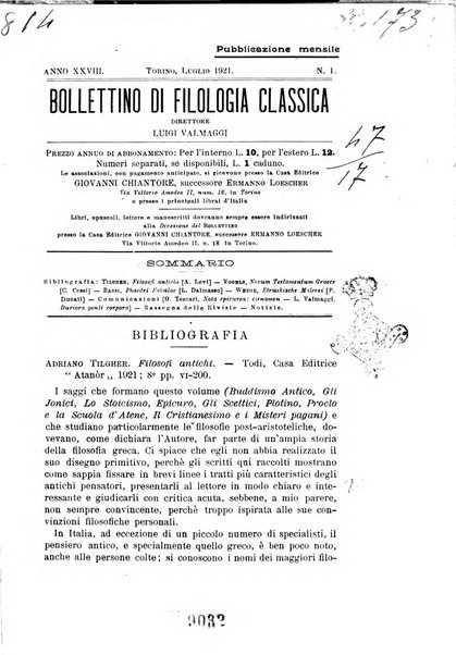 Bollettino di filologia classica