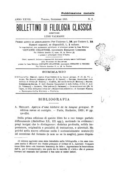 Bollettino di filologia classica