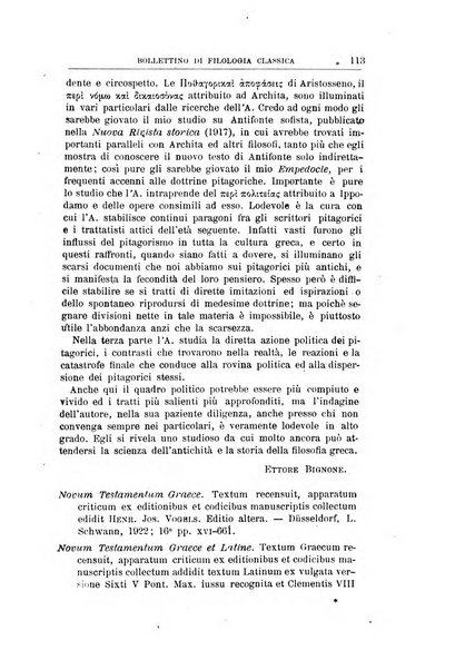 Bollettino di filologia classica