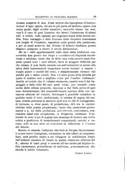 Bollettino di filologia classica