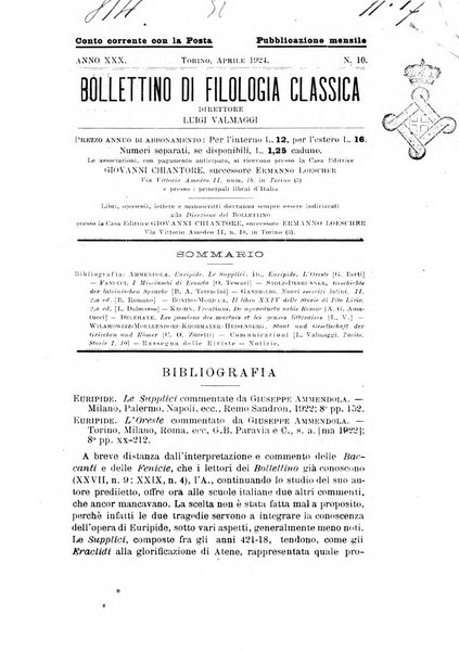 Bollettino di filologia classica