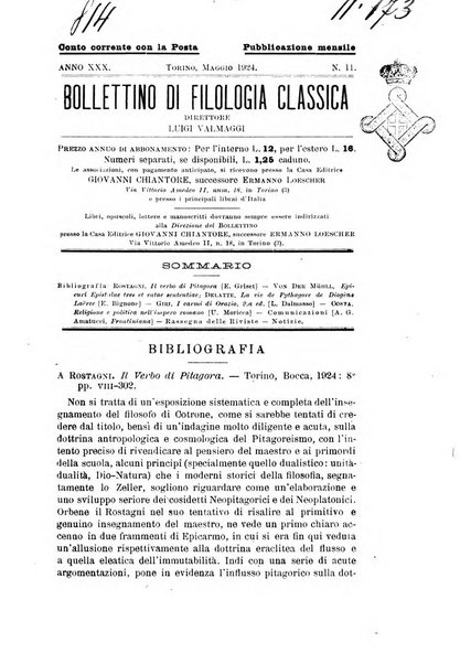 Bollettino di filologia classica