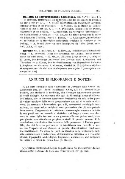 Bollettino di filologia classica