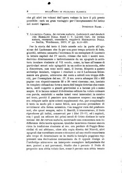 Bollettino di filologia classica