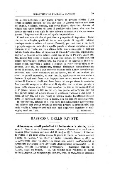 Bollettino di filologia classica