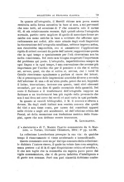 Bollettino di filologia classica