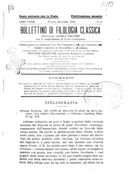 Bollettino di filologia classica