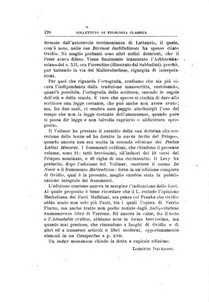 Bollettino di filologia classica