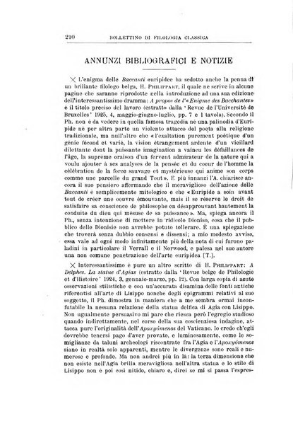 Bollettino di filologia classica