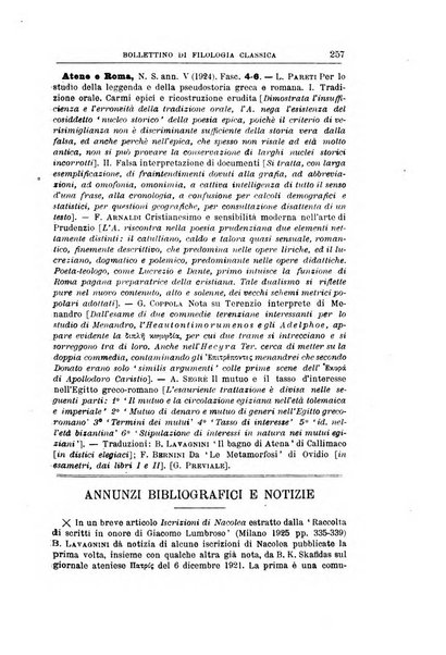 Bollettino di filologia classica