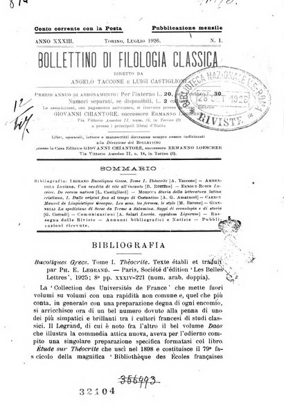 Bollettino di filologia classica