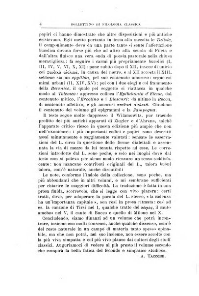 Bollettino di filologia classica