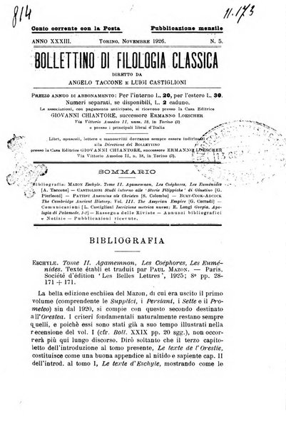 Bollettino di filologia classica