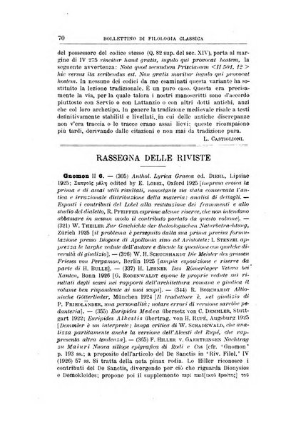 Bollettino di filologia classica