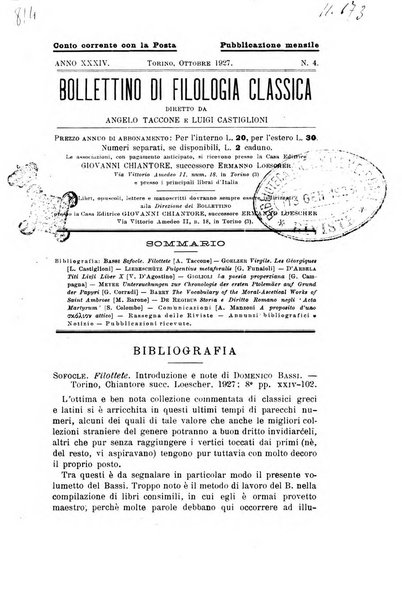 Bollettino di filologia classica